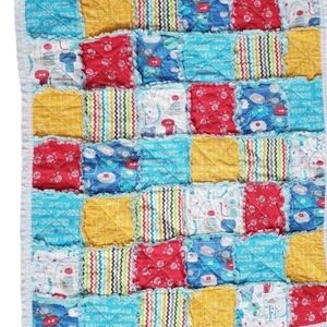 New Homemade Colorful Baby Rag Quilt Cats / Paw Prints